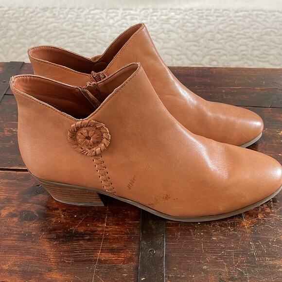 Jack Rogers Tan Leather Ankle Booties Size 11 NWOT - Picture 4 of 8